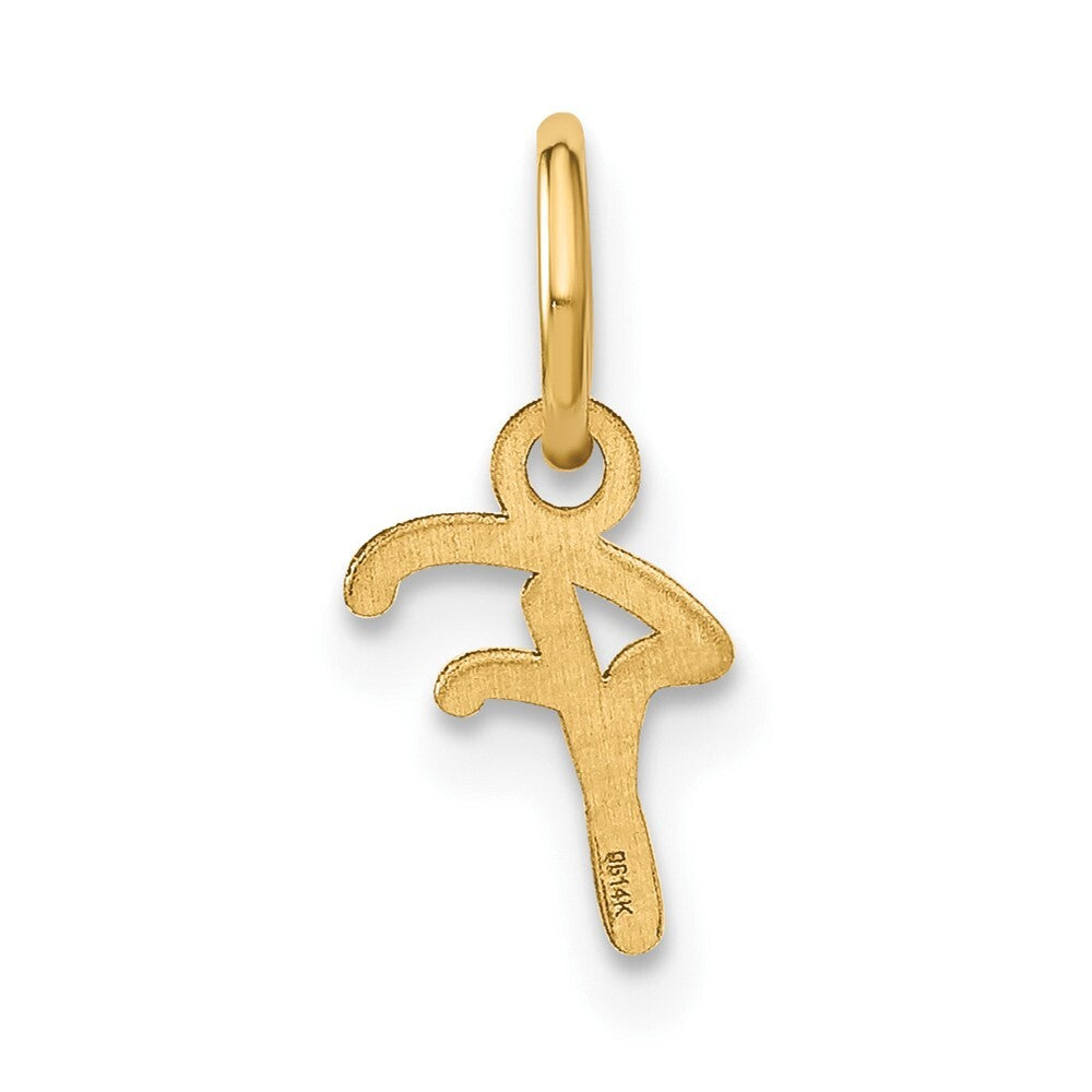 14k Yellow Gold Upper case Letter F Initial Charm Pendant for Women