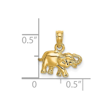 14k Yellow Gold Polished Small Elephant Charm