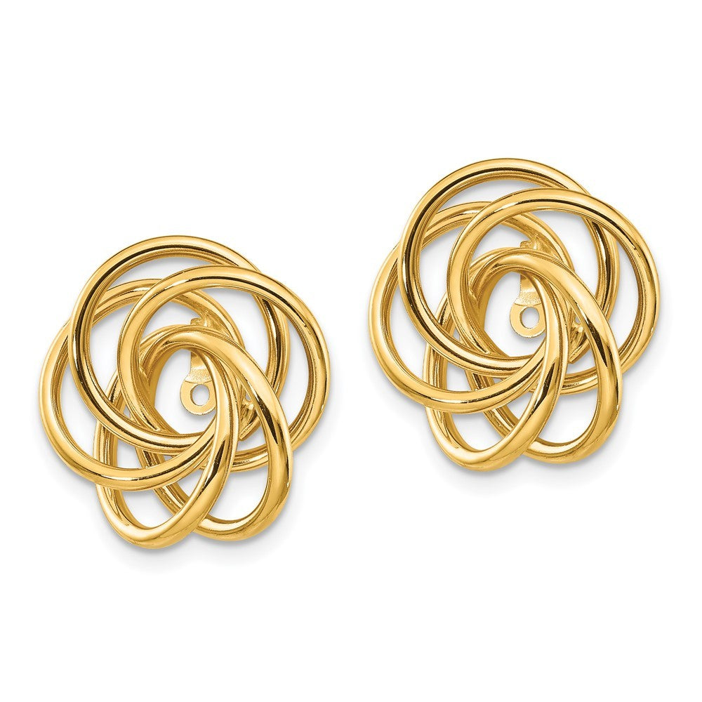 14k Yellow Gold Polished Love Knot Earring Jackets