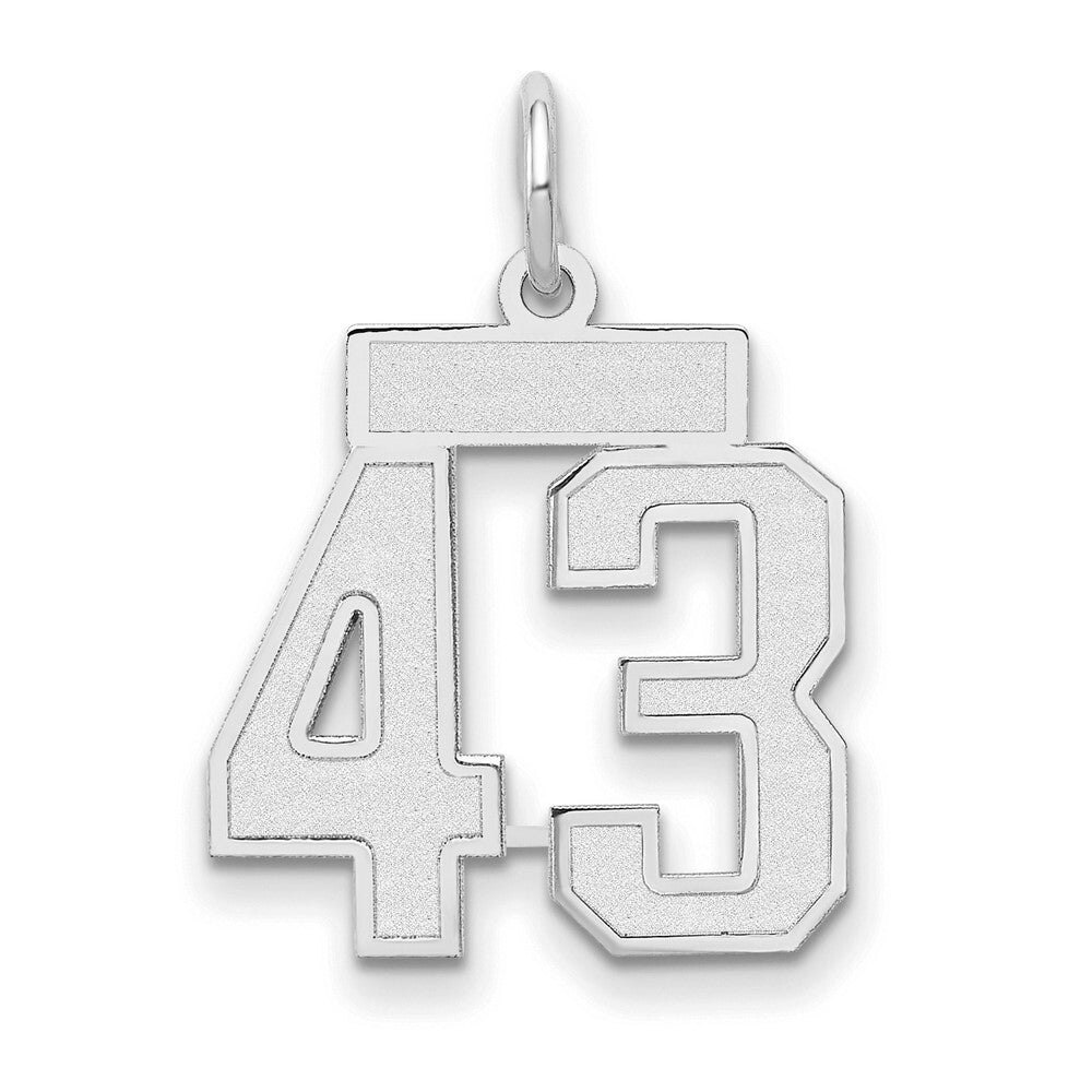 14k White Gold Small Satin Number 43 Charm Pendant for Women