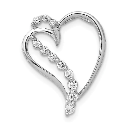 14k White Gold 1/6ct. Diamond Heart Chain Slide Pendant for Women