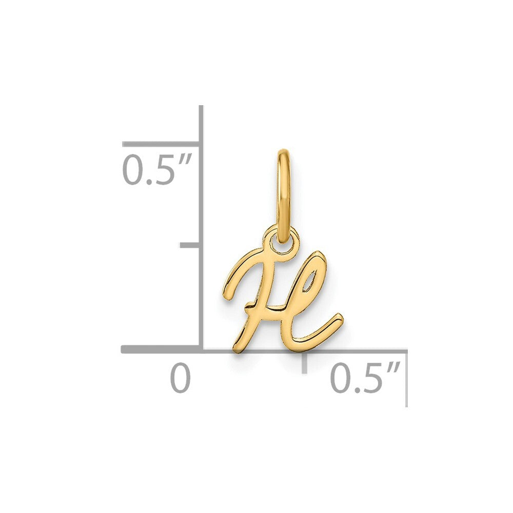 14k Yellow Gold Upper case Letter H Initial Charm Pendant for Women
