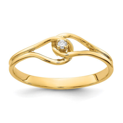 14K Yellow Gold Polished AA Diamond Ring