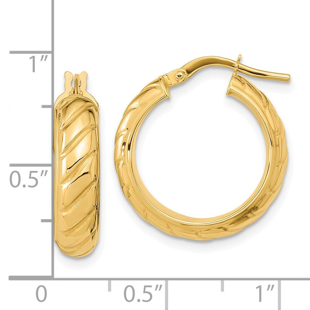 14k Yellow Gold Polished Fancy Hoops Gift for Women