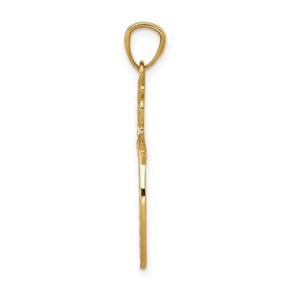 14k Yellow Gold Scroll Design Cross Pendant