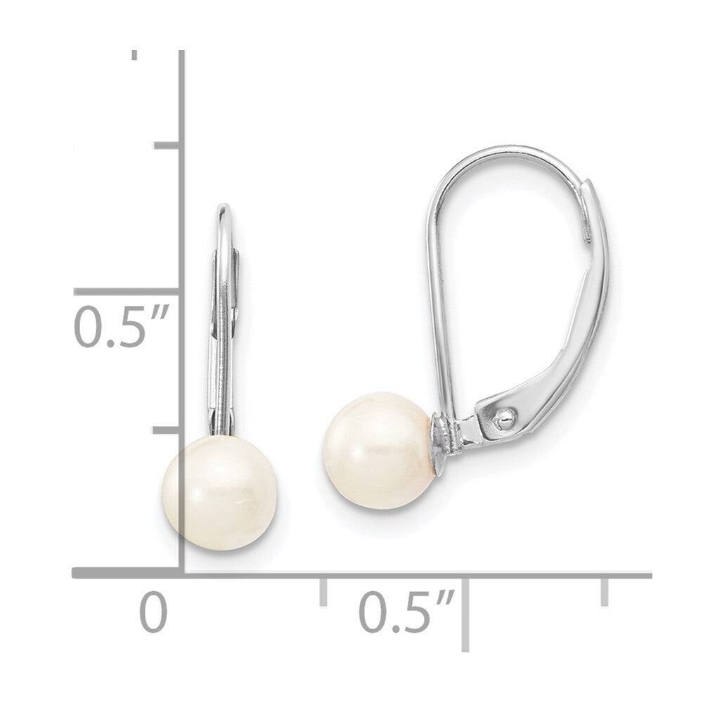 14k White Gold 5-6mm Akoya Saltwater Cultured Pearl Leverback Earrings