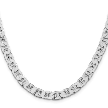 Sterling Silver Rhodium-plated 6.5mm Flat Anchor Chain Necklace