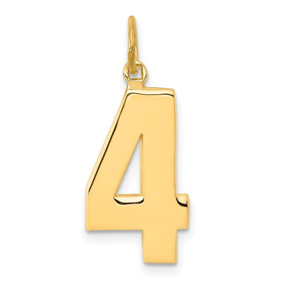 14k Yellow Gold Large Polished Number 4 Charm Pendant