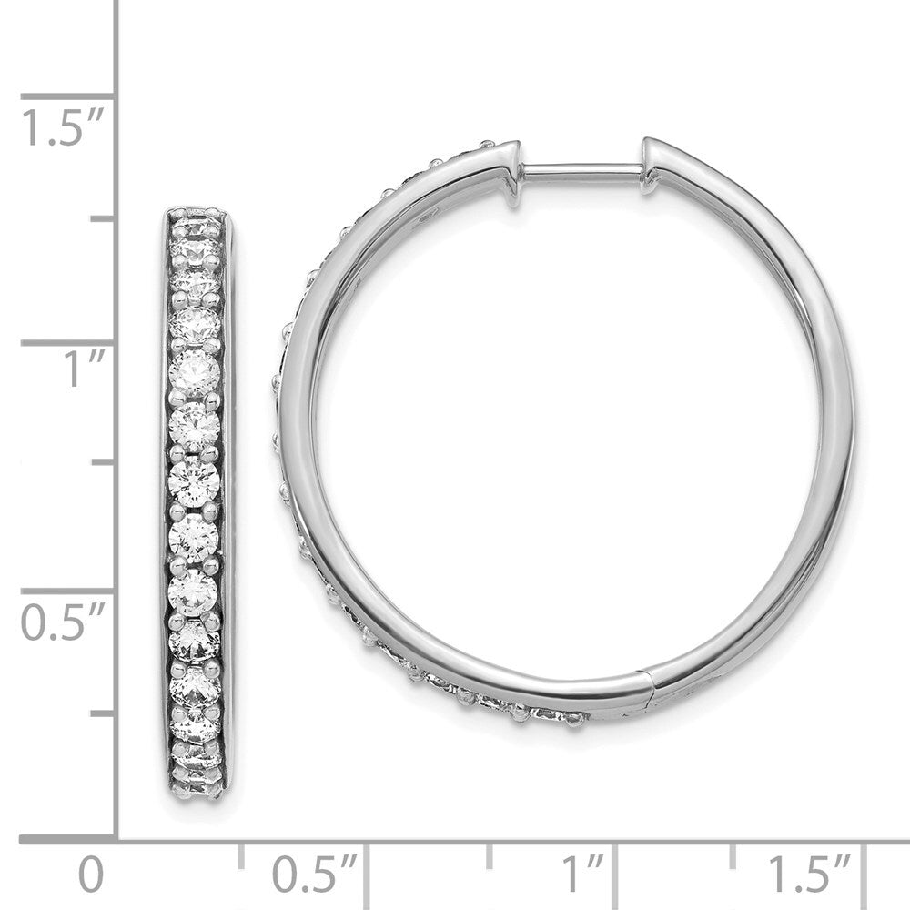 14k White Gold Diamond Hinged Hoop Earrings