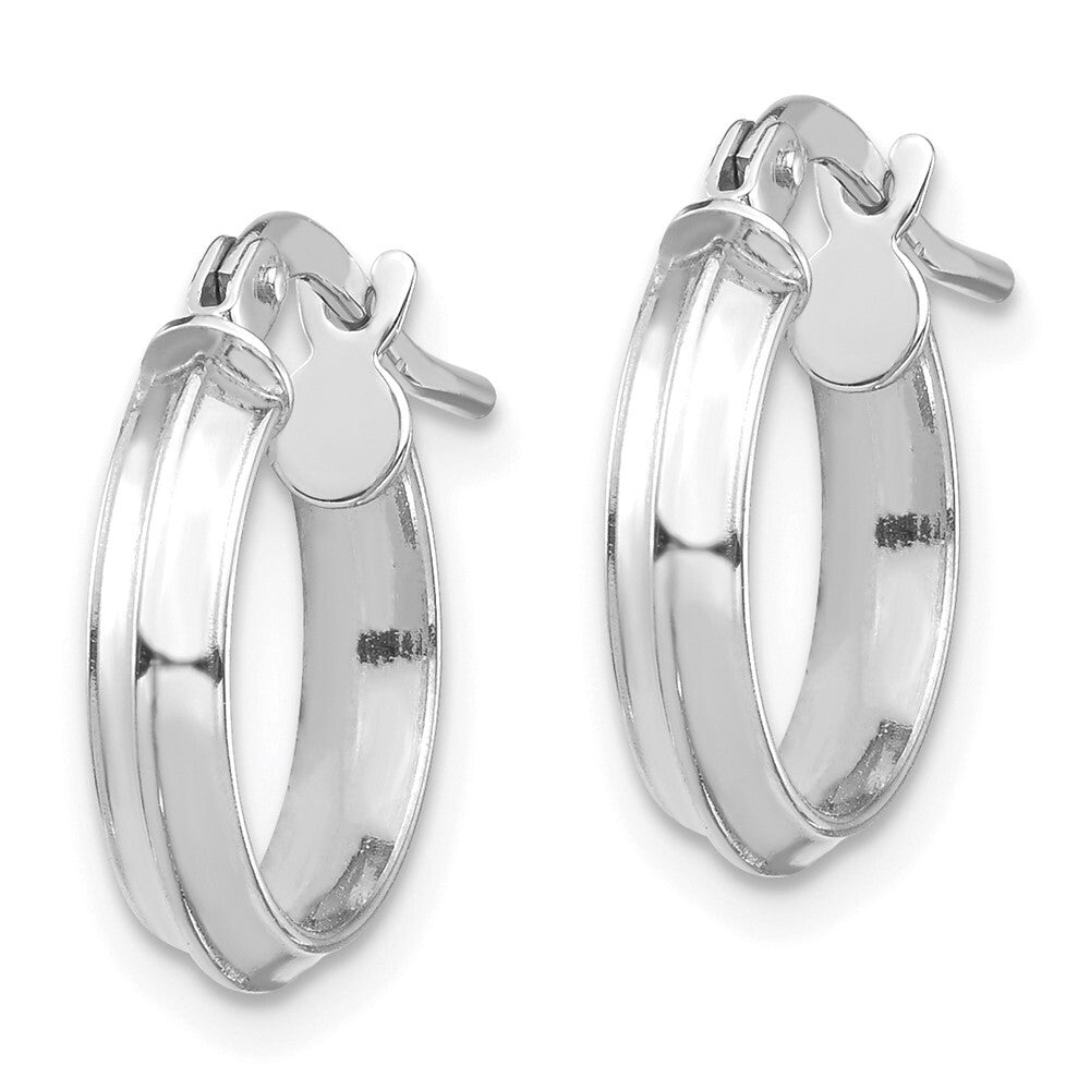 14k White Gold Polished Small 3mm Hoop Earrings Gift for Women