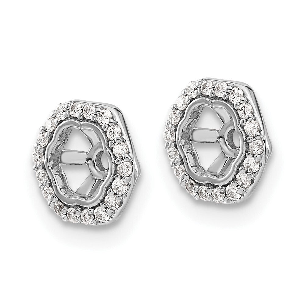 14k White Gold Hexagon Diamond Earring Jackets Gift for Women