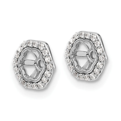 14k White Gold Hexagon Diamond Earring Jackets Gift for Women