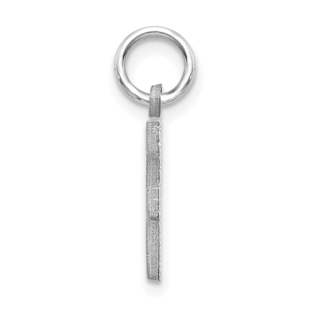 14k White Gold Satin Diamond-cut Letter F Initial Charm Pendant for Women