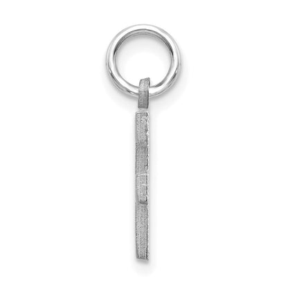 14k White Gold Satin Diamond-cut Letter F Initial Charm Pendant for Women
