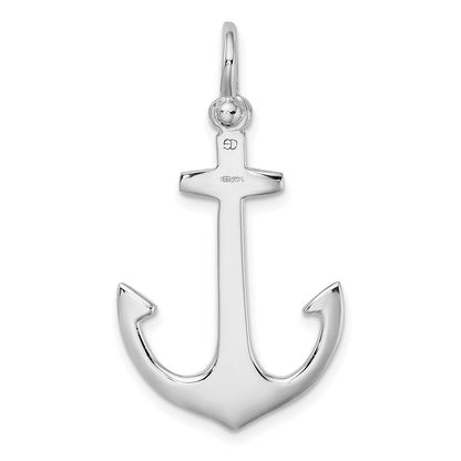 14k White Gold Polished 3-D Anchor Charm Pendant