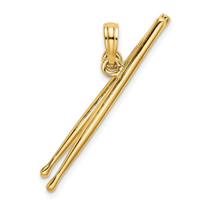 14k Yellow Gold 3-D Moveable Drum Sticks Charm