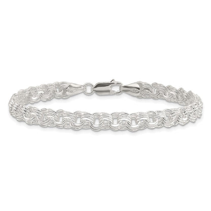 Sterling Silver Polished 6mm Triple Rolo Charm Bracelet
