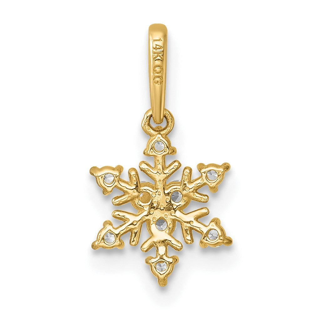 14k Yellow Gold Polished CZ Snowflake Charm / Pendant