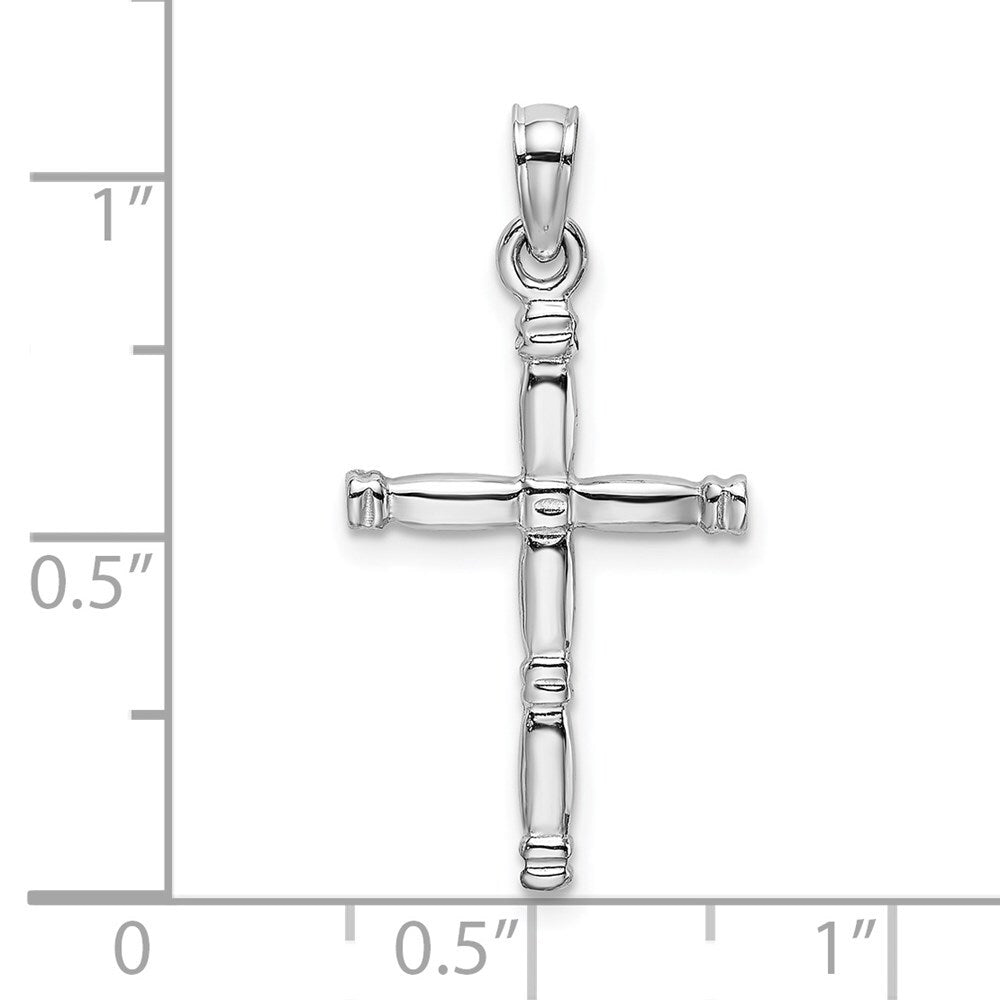 14k White Gold 3-D Polished Cross Charm Pendant for Women