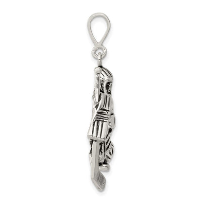 Sterling Silver Antiqued Hockey Player Charm Holiday Gift for Women
