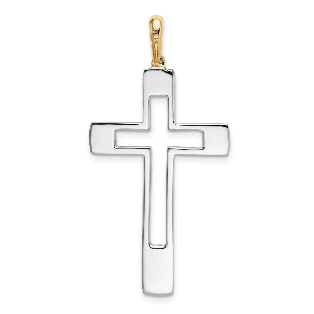 14k Two-tone Gold Fancy Cross Pendant for Women