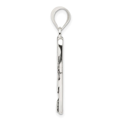 Sterling Silver You Are Never Alone Antiqued Footprint Pendant