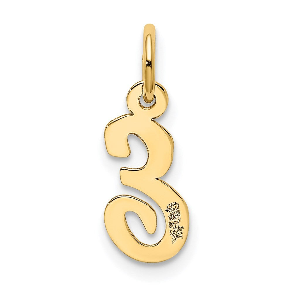 14k Yellow Gold Small Script Letter E Initial Charm Pendant