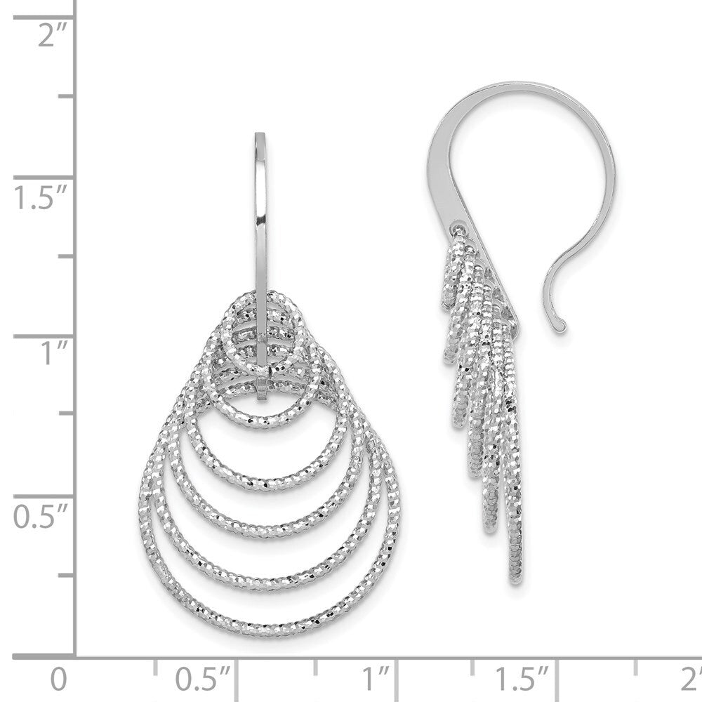 Sterling Silver Rhodium-plated Diamond-cut Graduated Circles Dangle Earrings