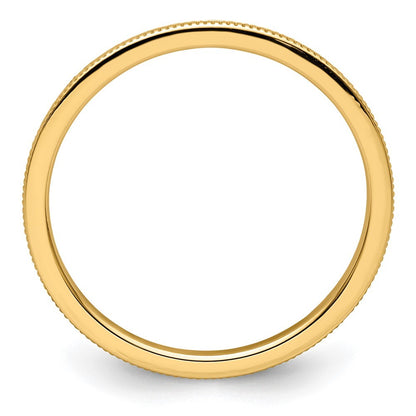 14k Yellow Gold 1.2mm Milgrain Stackable Band Ring Size 8