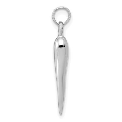 14k White Gold Medium 3D Italian Horn Pendant for Women