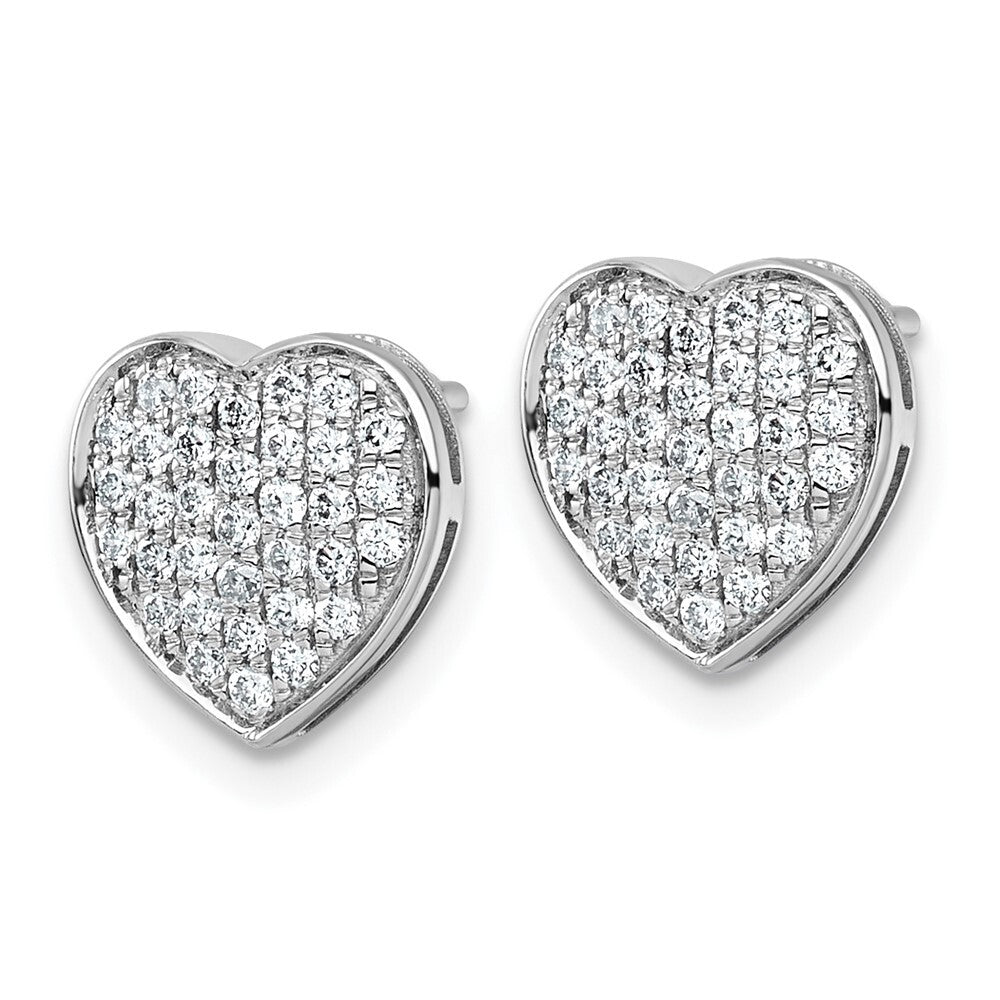 14k White Gold 1/2ct. Diamond Heart Stud Earrings