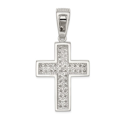 Sterling Silver Rhodium-plated Cubic Zirconia Cross Pendant