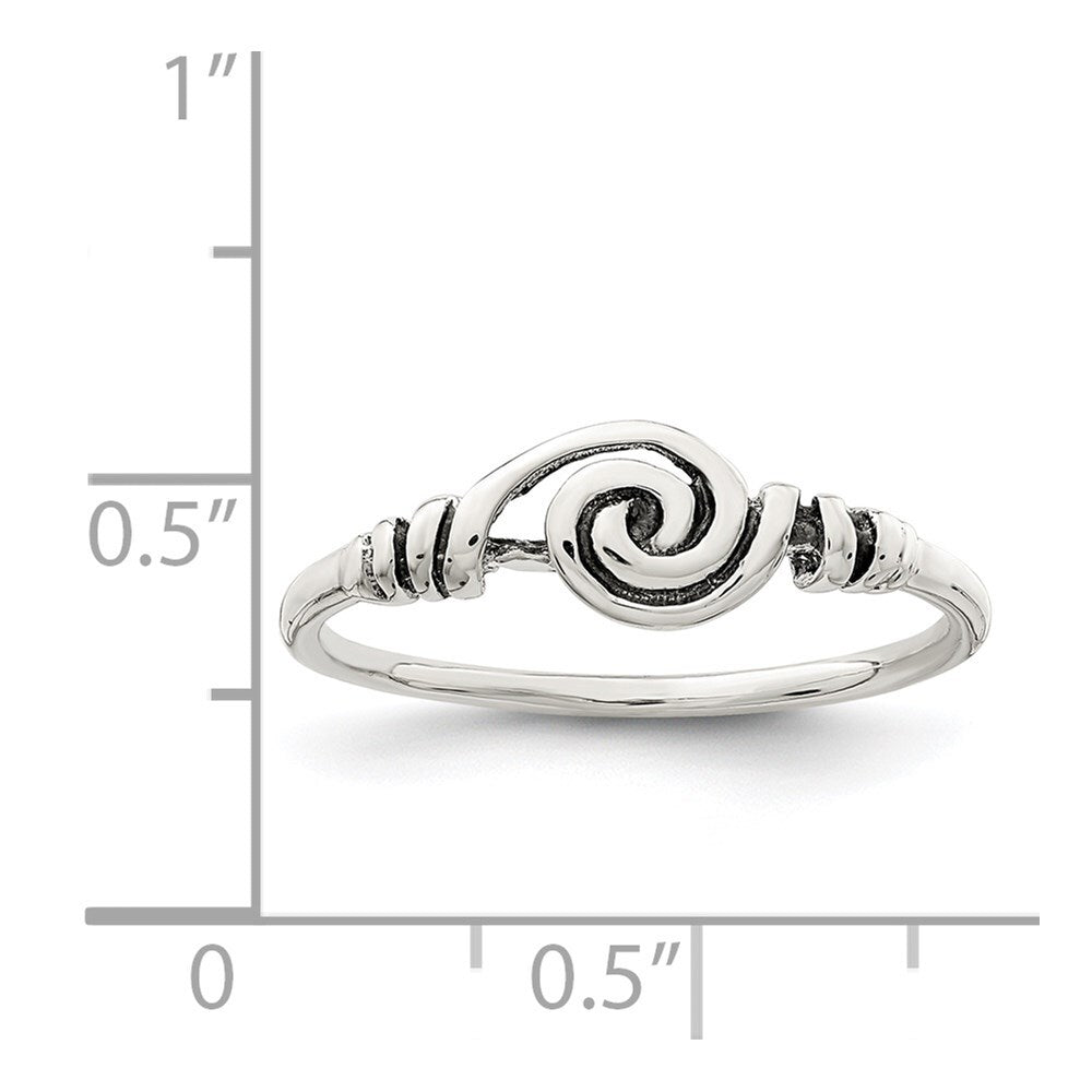 Sterling Silver Antiqued Swirl Ring Size 7