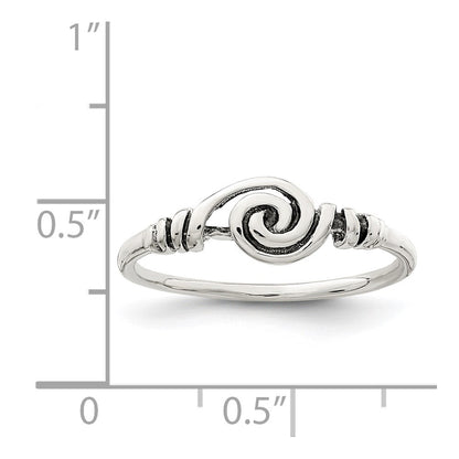 Sterling Silver Antiqued Swirl Ring Size 7