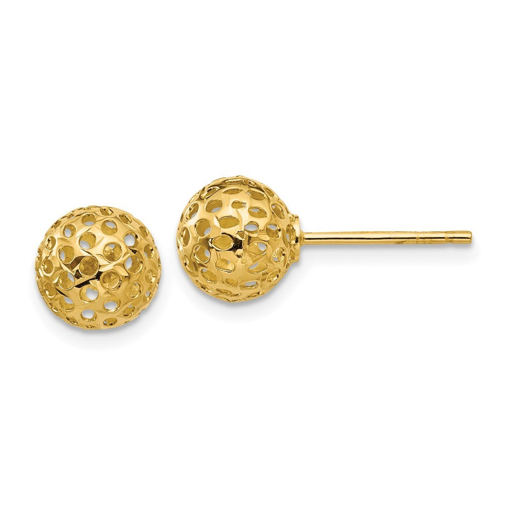 14k Yellow Gold Diamond Cut Bead Earrings