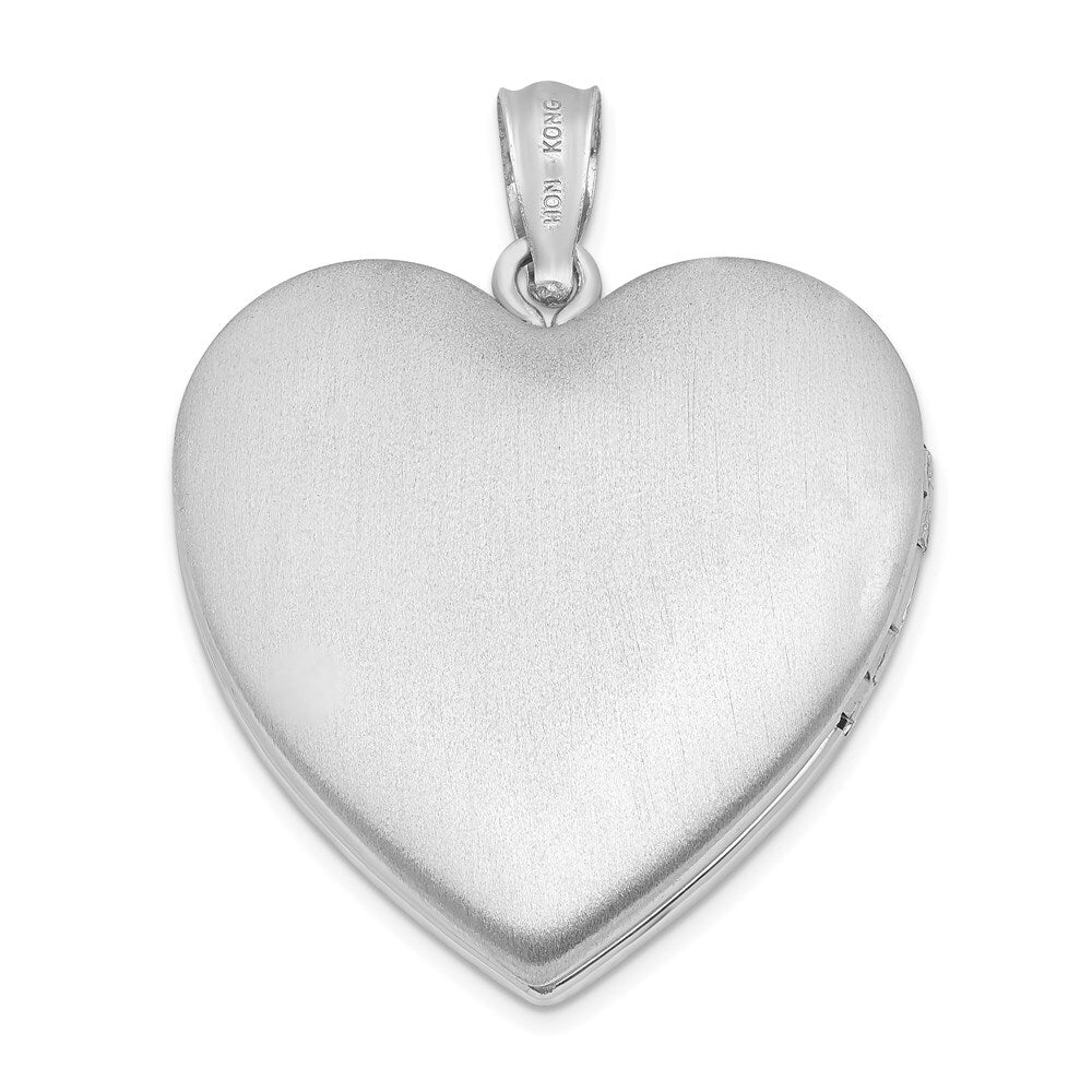 Sterling Silver Rhodium-plated Dove with Cross Heart Locket