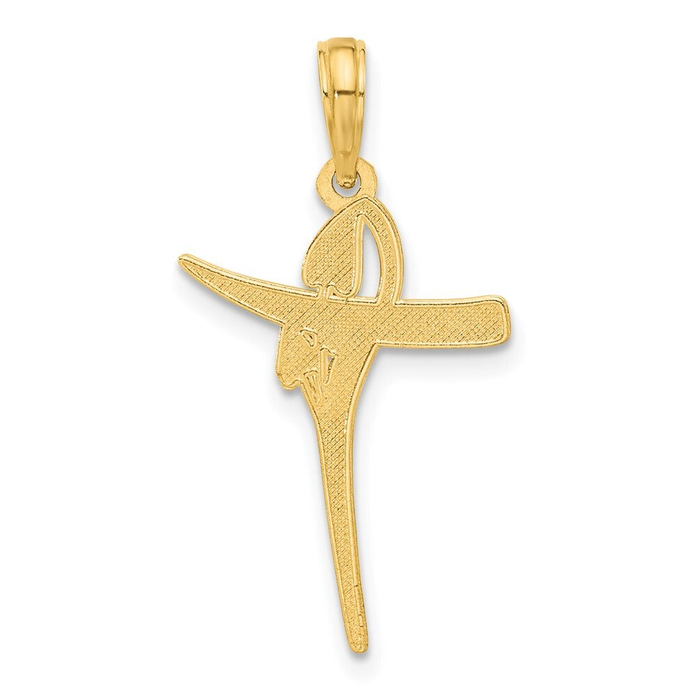 14k Yellow Gold Polished Floral Cross Pendant