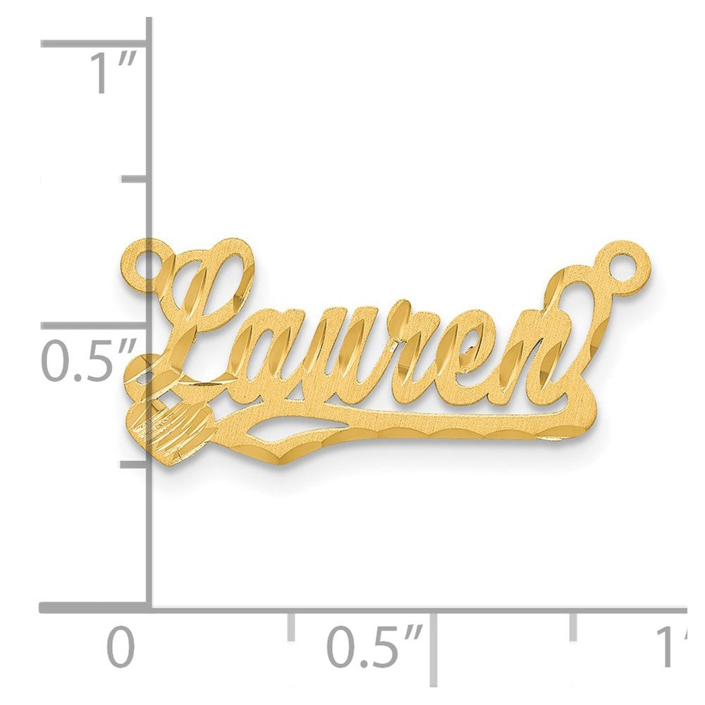 14k Yellow Gold  Satin Diamond-cut Heart Name Plate