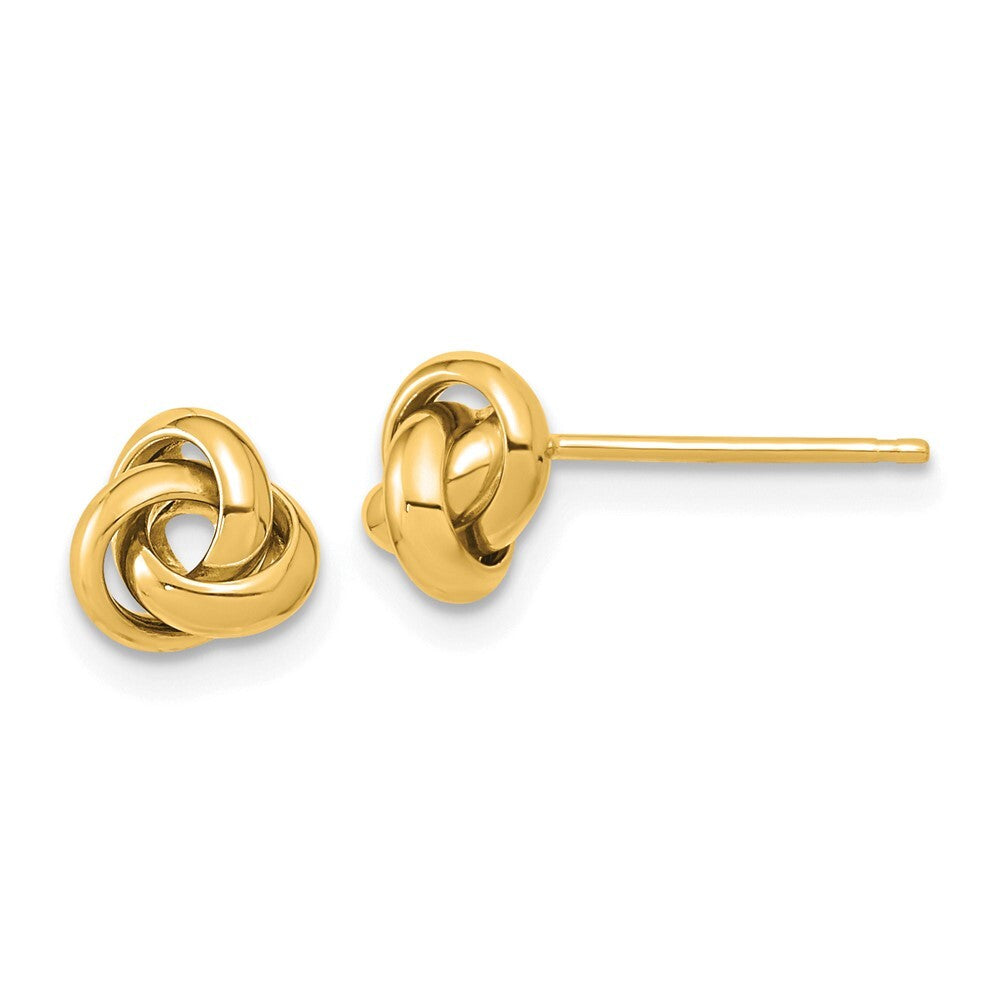 14k Yellow Gold Polished Love Knot Stud Earrings Gift for Women