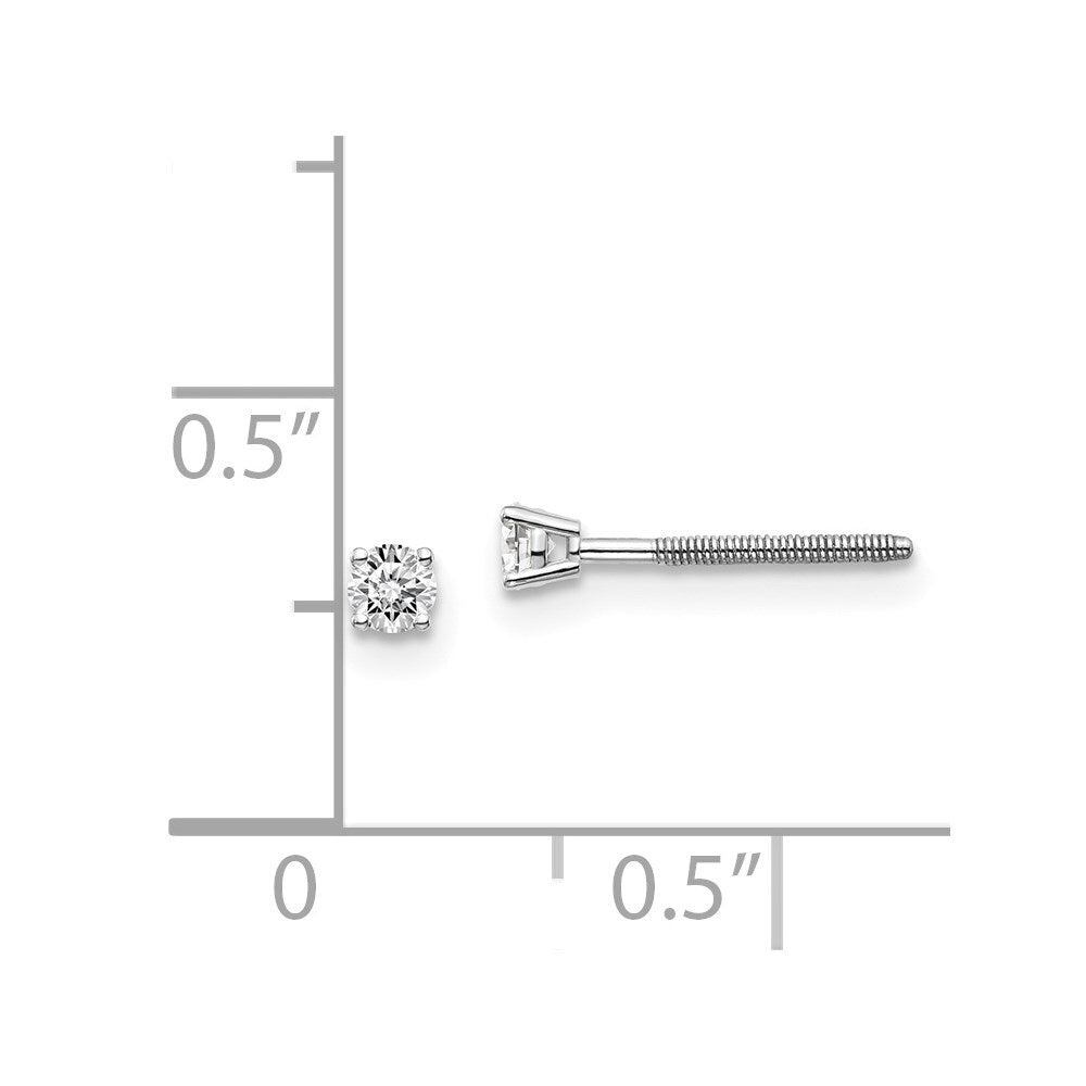 14k White Gold .10ct VS2/SI1 G-I Diamond Thread on/off Stud Earrings