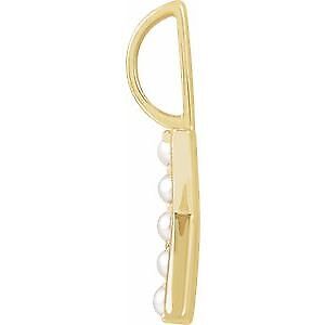 14k Yellow Gold Cultured White Freshwater Pearl Initial K Charm Pendant