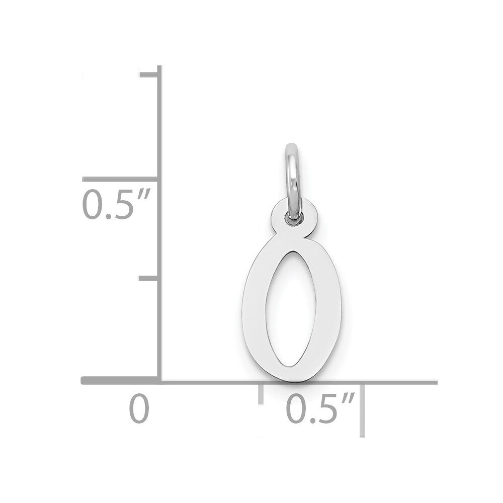 14k White Gold Small Slanted Block Letter O Initial Charm Pendant for Women