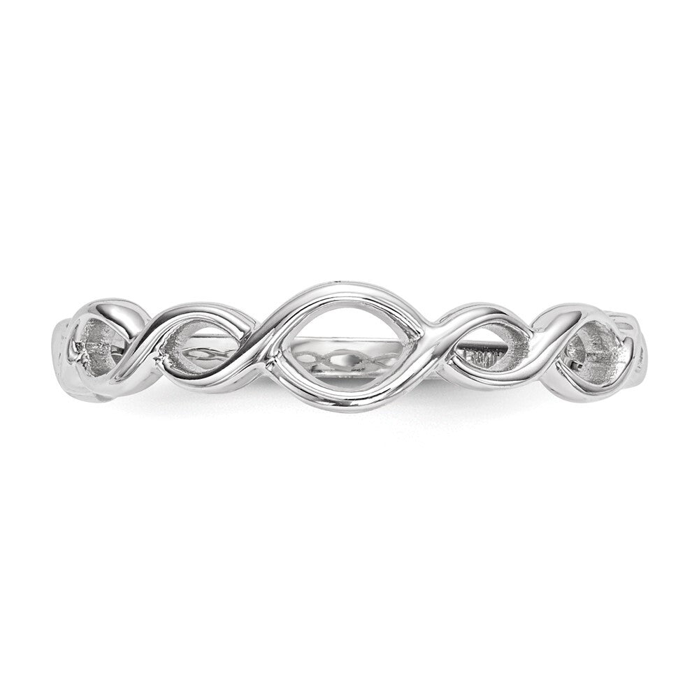14k White Gold Polished Twisted Loops Ring Size 7
