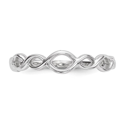 14k White Gold Polished Twisted Loops Ring Size 7