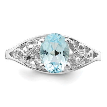 Sterling Silver Rhodium Blue Topaz Ring Size 8