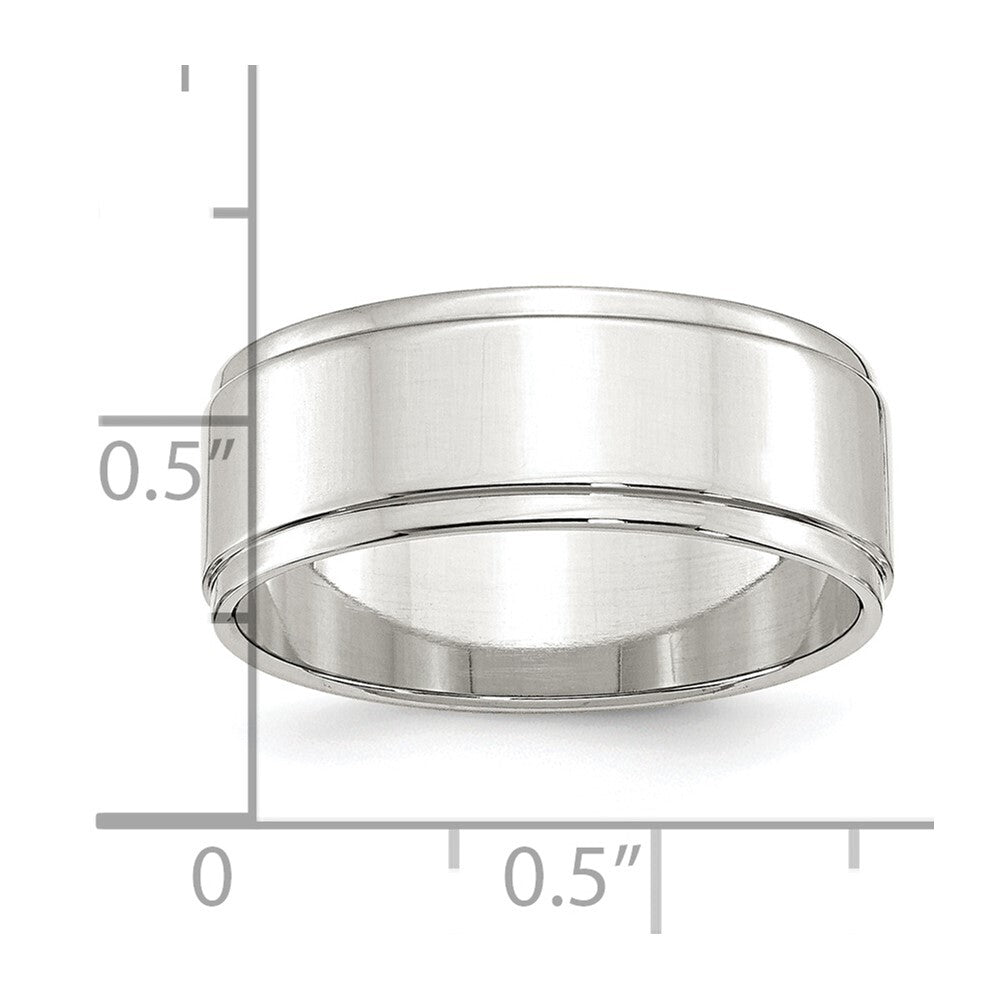 Sterling Silver 8mm Flat with Step Edge Size 7 Band Ring