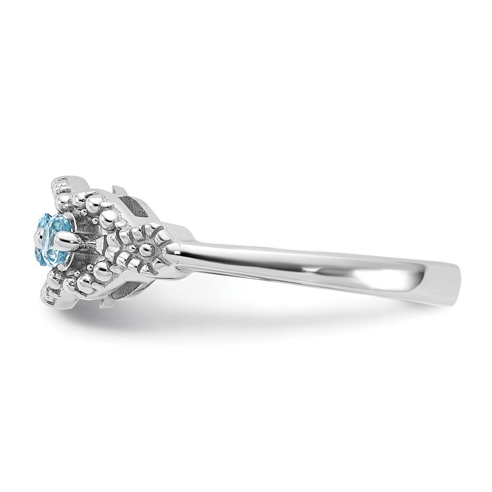 Sterling Silver Rhodium-plated Light Swiss Blue Topaz Ring Size 6
