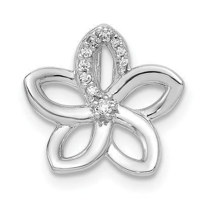 14k White Gold 1/20ct. Diamond Flower Chain Slide Pendant for Women