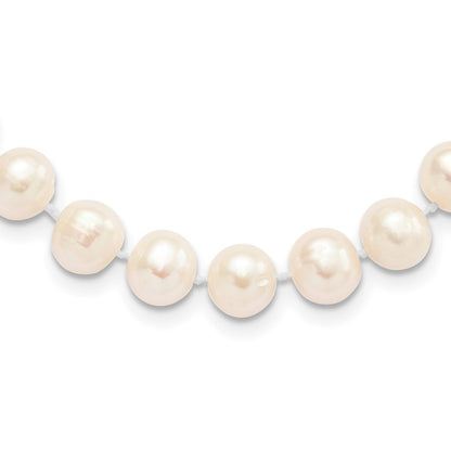 Sterling Silver Rhodium-plated 8-9mm White Cultured Pearl Necklace 18"