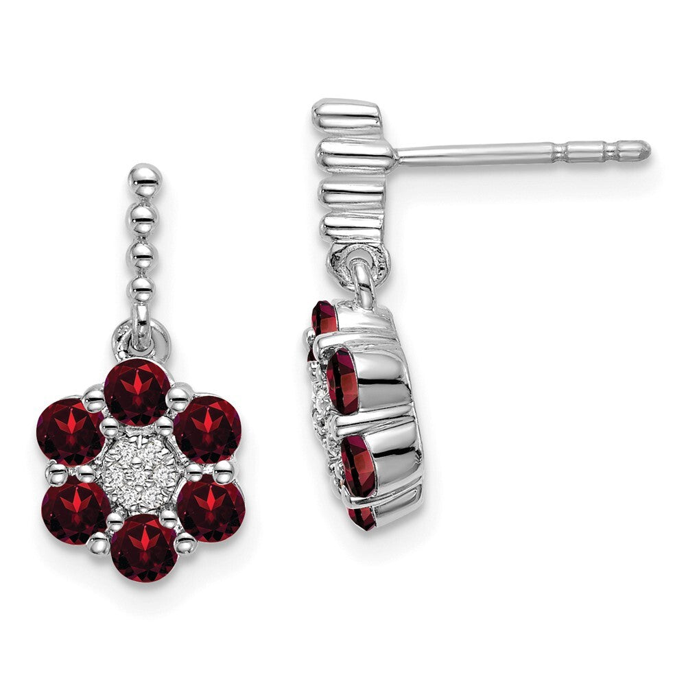 14k White Gold Garnet and Diamond Drop & Dangle Earrings